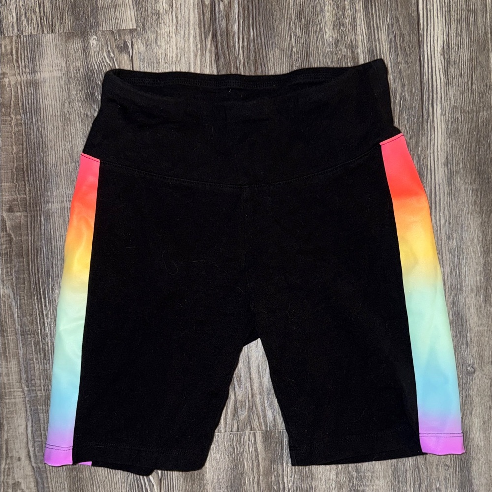 NWOT Kids Rainbow Stripe Black Shorts